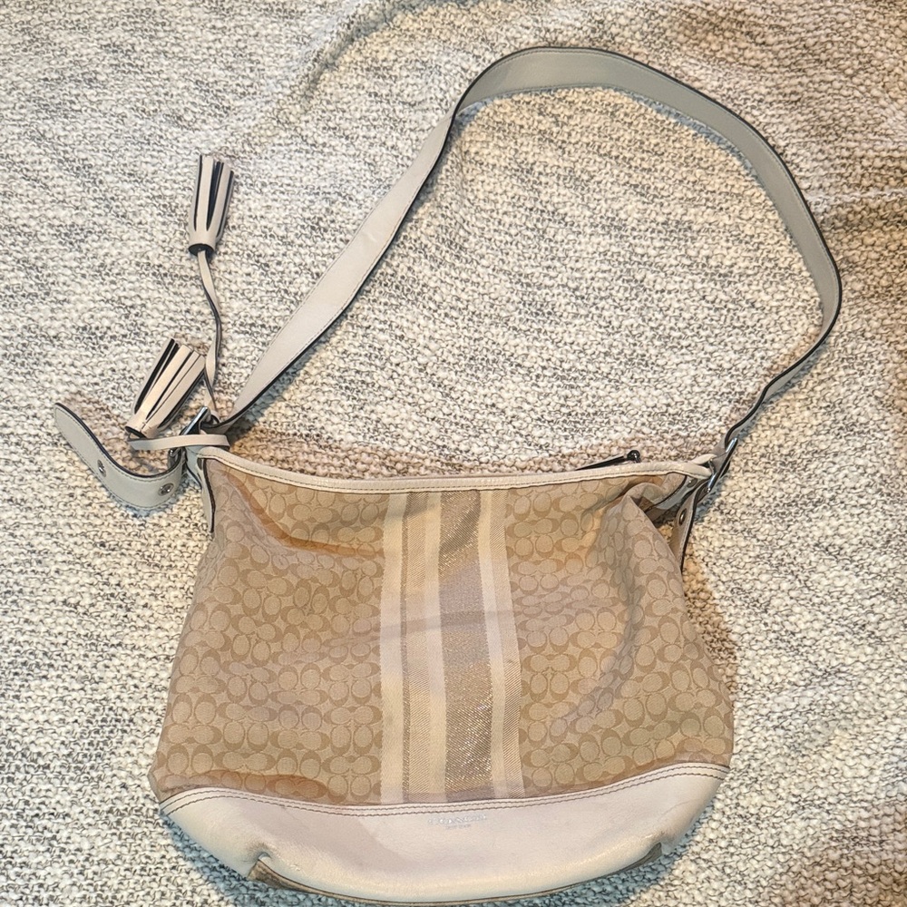 Coach Beige and Cream Shoulder Bag
